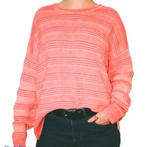 OLD NAVY Crewneck Knit Stripe Coral & White Marled Texture Stripe Sweater M